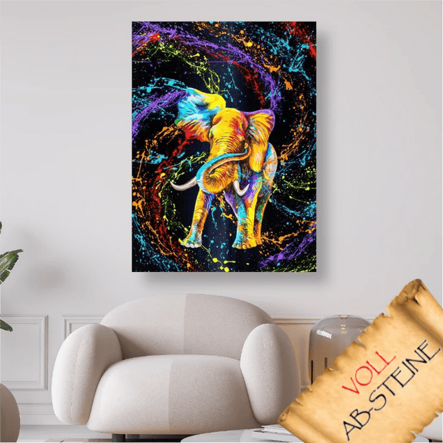 Elefant mit Farbenwirbel - Voll AB 5D DIY Diamond Painting