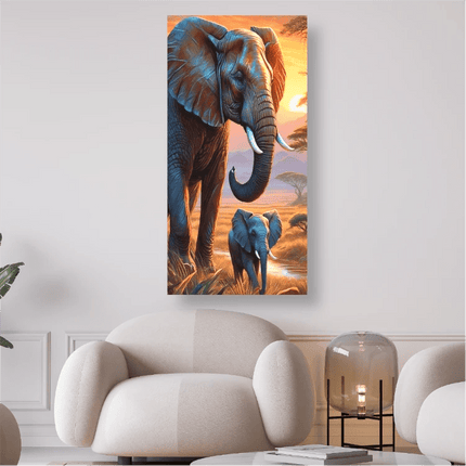 Elefant mit Jungtier - 5D DIY Diamond Painting