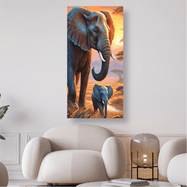 Elefant mit Jungtier - 5D DIY Diamond Painting