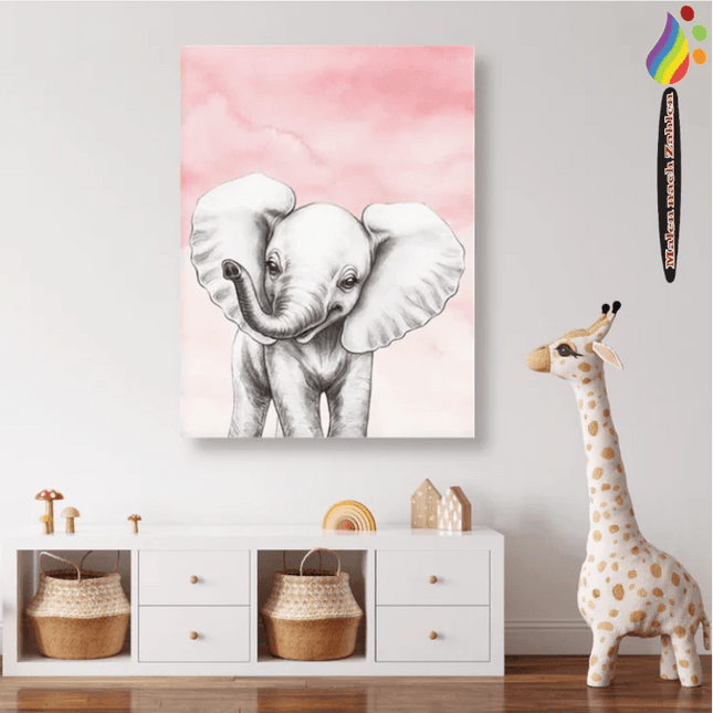 Elefant Motiv Kinderzimmer - Malen nach Zahlen