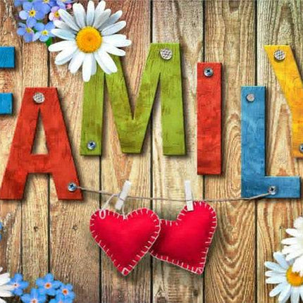 Familie eine Begrüßungstafel mit Herzen - 5D DIY Diamond Painting
