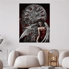 Fantasy Frau mit rotem Kleid und Flügeln Gothic - 5D DIY Diamond Painting