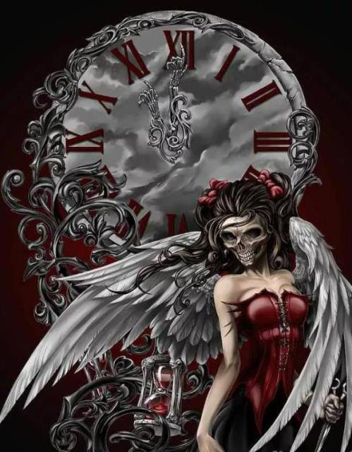 Fantasy Frau mit rotem Kleid und Flügeln Gothic - 5D DIY Diamond Painting
