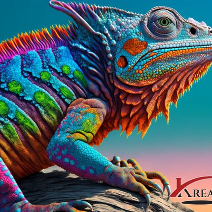 Farbenfroher Leguan - 5D DIY Diamond Painting