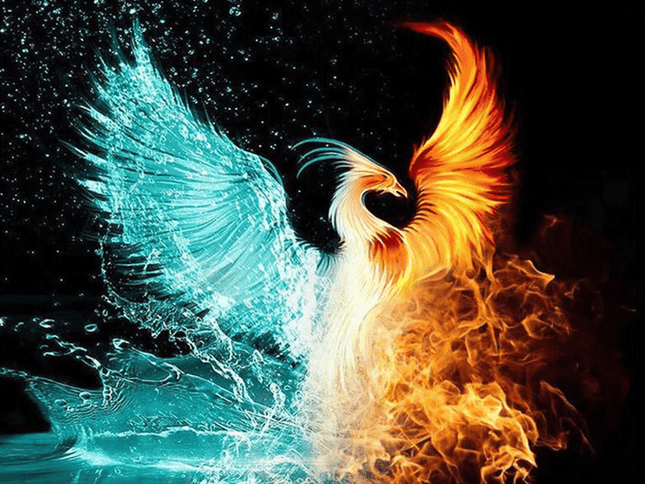 Feuervogel der Elemente Feuer Wasser Phoenix LA -5D DIY Diamond Painting