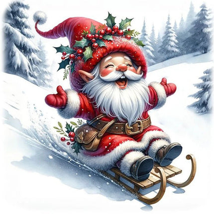 Fröhlicher Weihnachtsmann auf Schlitten - 5D DIY Diamond Painting
