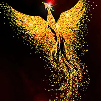 Goldener Feuervogel mit roter Krone Phoenix - 5D DIY Diamond Painting