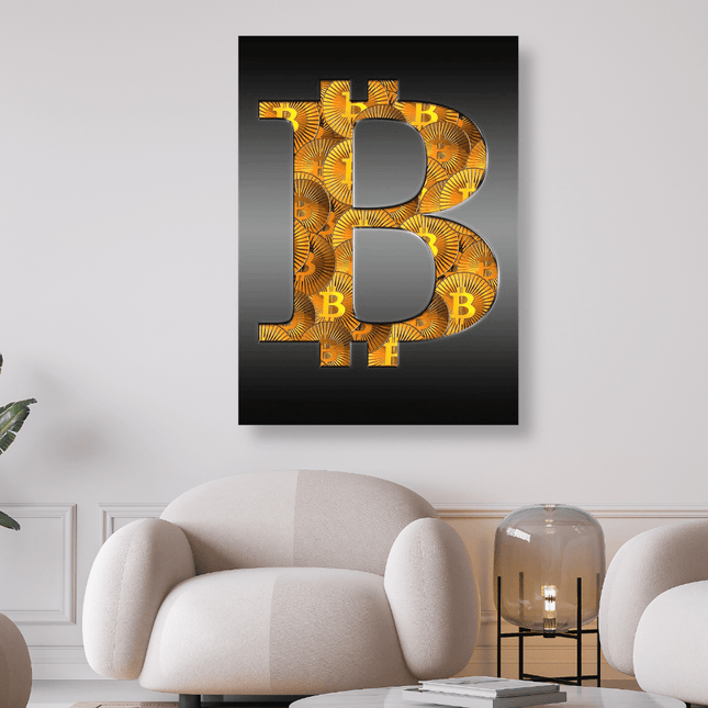 Goldenes Bitcoin Symbol - 5D DIY Diamond Painting