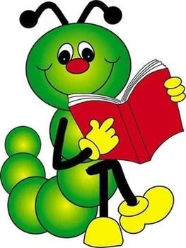 Grüne Raupe mit Buch - Malen nach Zahlen
