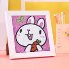 Häschen mit Rübe Kindermotiv mit Rahmen - Diamond Painting