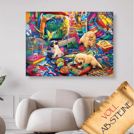 Haustiere in Action - Voll AB 5D DIY Diamond Painting