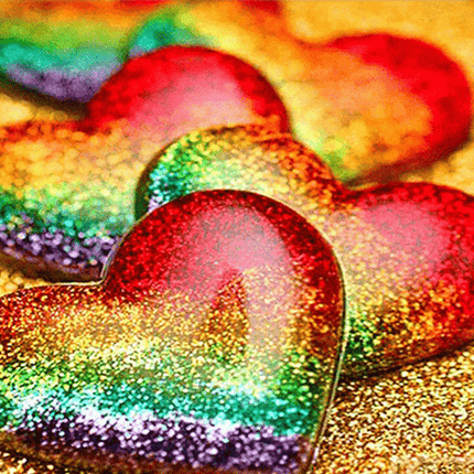 Herzen in Regenbogenfarben - 5D DIY Diamond Painting