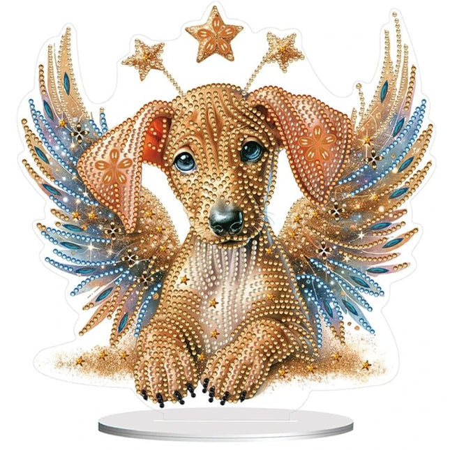 Hund mit Engelflügel Aufsteller - Diamond Painting