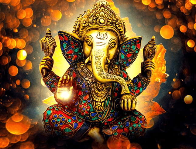 Indischer goldener Elefant - 5D DIY Diamond Painting