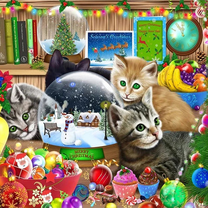 Kätzchen unter dem Weihnachtsbaum - Voll AB 5D DIY Diamond Painting