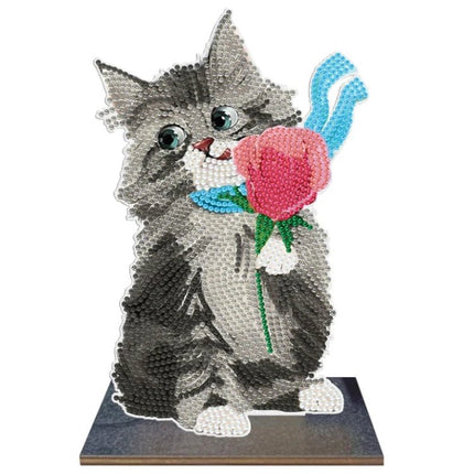 Katze mit Blume Aufsteller - Diamond Painting