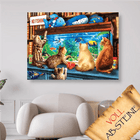 Katzen vor dem Aquarium - Voll AB 5D DIY Diamond Painting