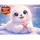 🦭 Kawaii Diamond Painting Set „Süße Robbe mit Seestern“ – Niedliches DIY Motiv
