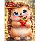 🦔 Kawaii Diamond Painting Set „Süßer Igel mit Erdbeere“ – Niedliches DIY Motiv