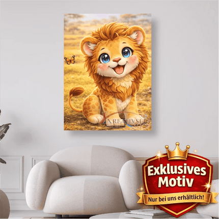 🦁 Kawaii Diamond Painting Set „Süßer Löwe in der Savanne“ – Niedliches DIY Motiv
