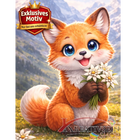 🦊 Kawaii Diamond Painting „Süßer Fuchs mit Edelweiß“ – Niedliches DIY Motiv