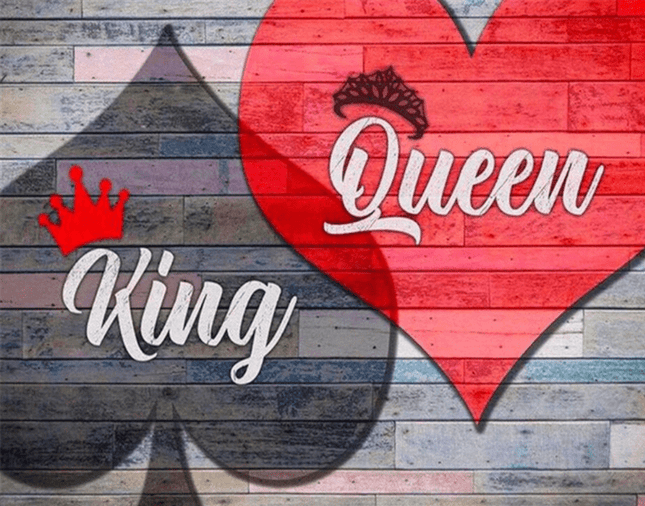 King und Queen mit zwei Herzen - 5D DIY Diamond Painting