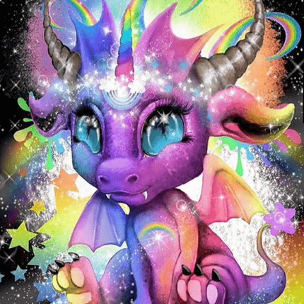 Kleiner bunter Drache - 5D DIY Diamond Painting