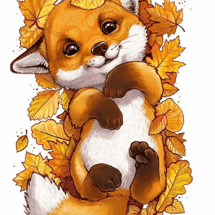 Kleiner Fuchs im Herbstlaub - 5D DIY Diamond Painting