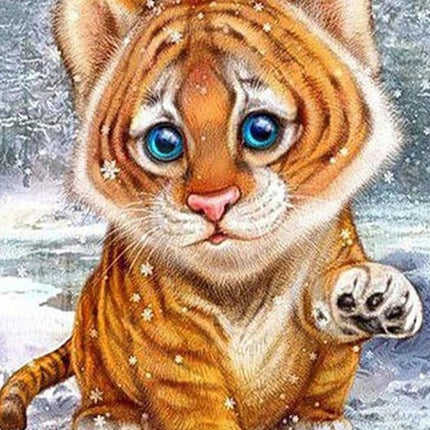 Kleiner Tiger im Winter - Malen nach Zahlen