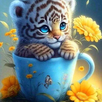 Kleiner Tiger in Tasse - 5D DIY Diamond Painting