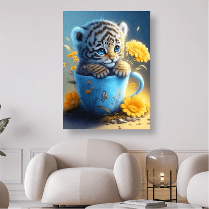 Kleiner Tiger in Tasse - 5D DIY Diamond Painting
