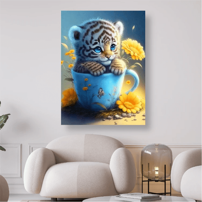 Kleiner Tiger in Tasse - 5D DIY Diamond Painting