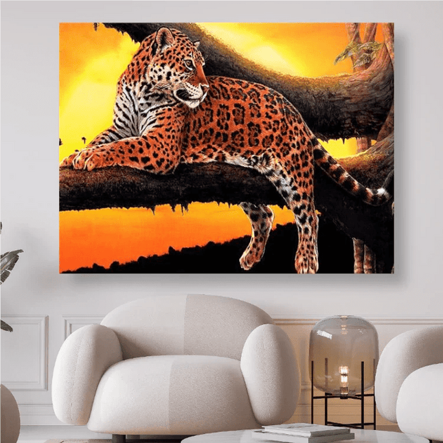 Leopard liegend auf einem Baum - 5D DIY Diamond Painting