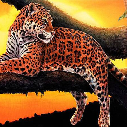 Leopard liegend auf einem Baum - 5D DIY Diamond Painting