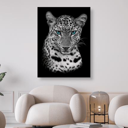 Leopard mit blauen Augen schwarz weiss - 5D DIY Diamond Painting