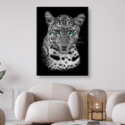 Leopard mit blauen Augen schwarz weiss - 5D DIY Diamond Painting