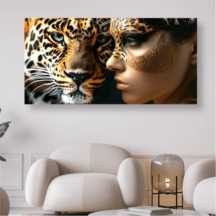 Leopard und Frau - 5D DIY Diamond Painting