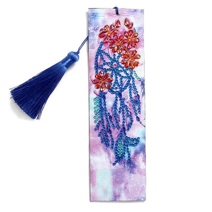Lesezeichen Traumfänger Blumen und Federn - Diamond Painting