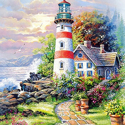 Leuchtturm am Meer - Voll AB 5D DIY Diamond Painting