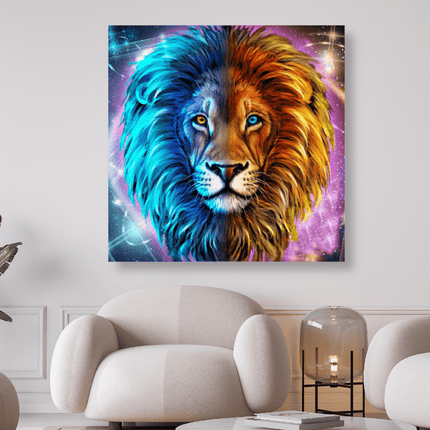 Löwe Blau Rot - 5D DIY Diamond Painting