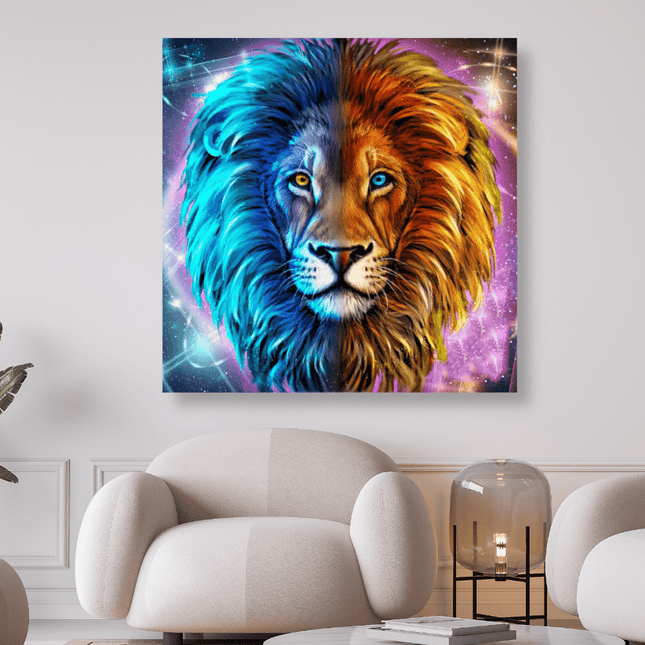Löwe Blau Rot - 5D DIY Diamond Painting