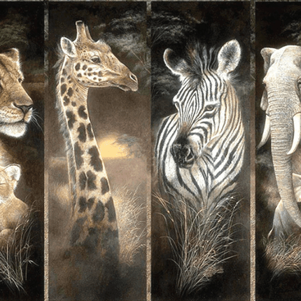 Löwe, Giraffe, Zebra, Elefant - 5D DIY Diamond Painting