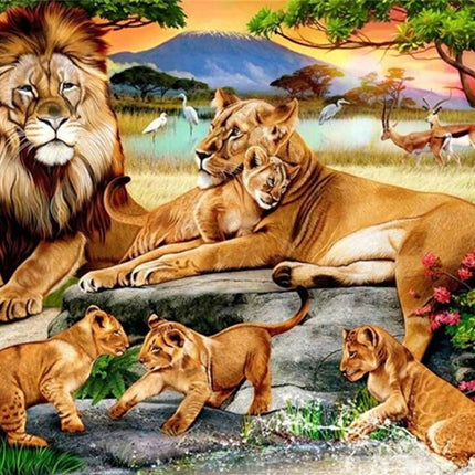 Löwen Familie - Voll AB 5D DIY Diamond Painting