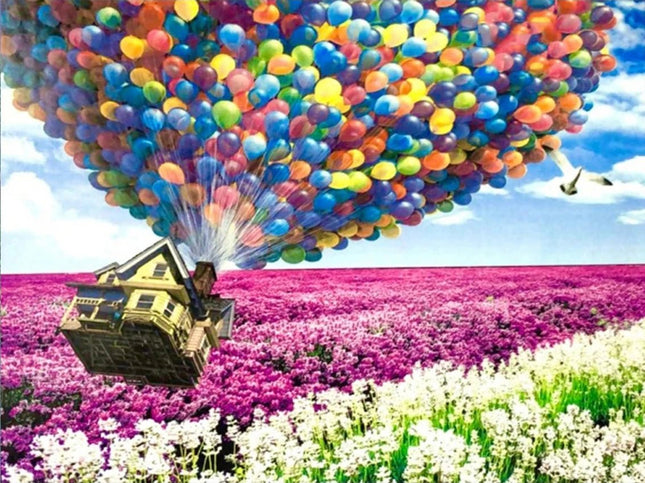 Luftballons und das Haus - Voll AB 5D DIY Diamond Painting
