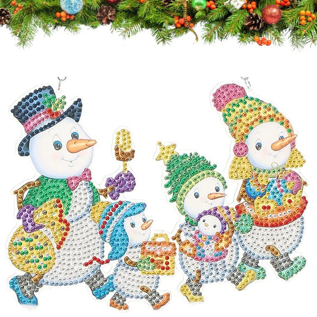 Lustige Schneemannfamilie Aufhänger - Diamond Painting