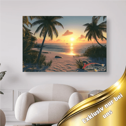 Meer, Strand, Palmen und Sonnenuntergang - 5D DIY Diamond Painting