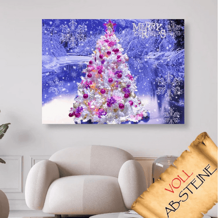 Merry Christmas Weihnachtsbaum und Eiskristalle - Voll AB 5D DIY Diamond Painting