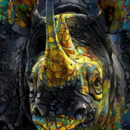 Nashorn mit goldenen Horn Abstrakt - 5D DIY Diamond Painting