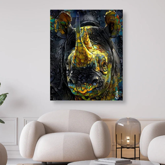 Nashorn mit goldenen Horn Abstrakt - 5D DIY Diamond Painting