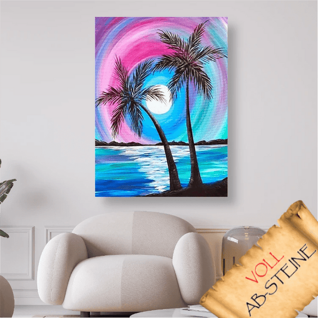 Palmen im Sonnenuntergang - Voll AB 5D DIY Diamond Painting